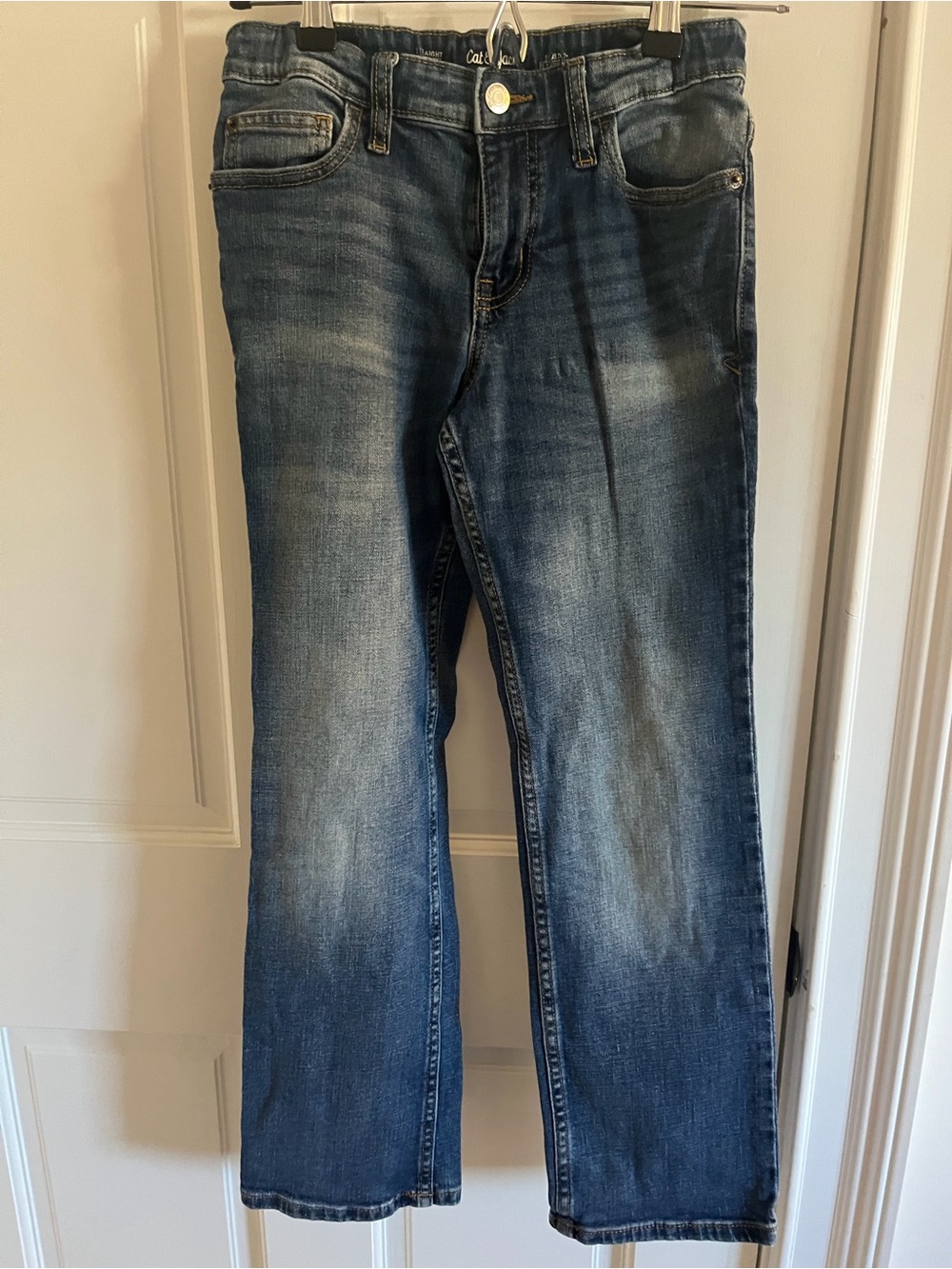 Cat & Jack Boys Straight Leg Jeans Size 12 Medium Wash Adjustable Waist
